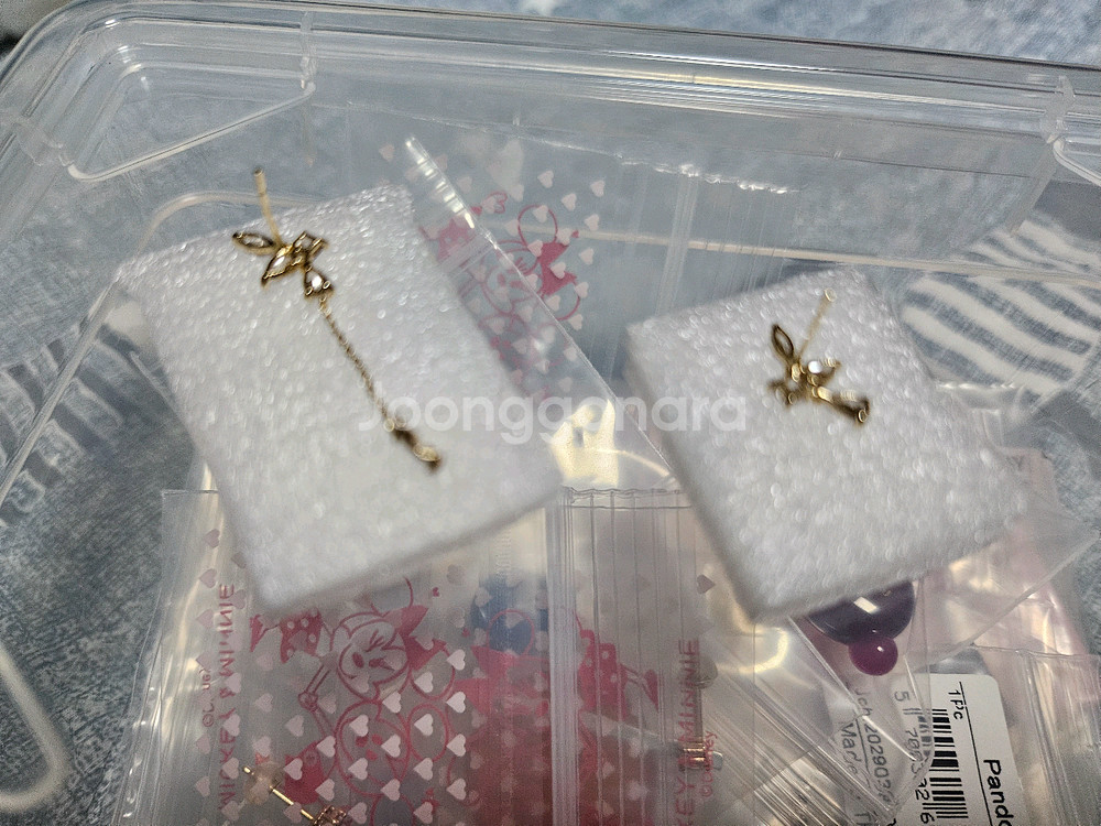 미니골드 14K 골드 메리아 체인 언발 귀걸이--4