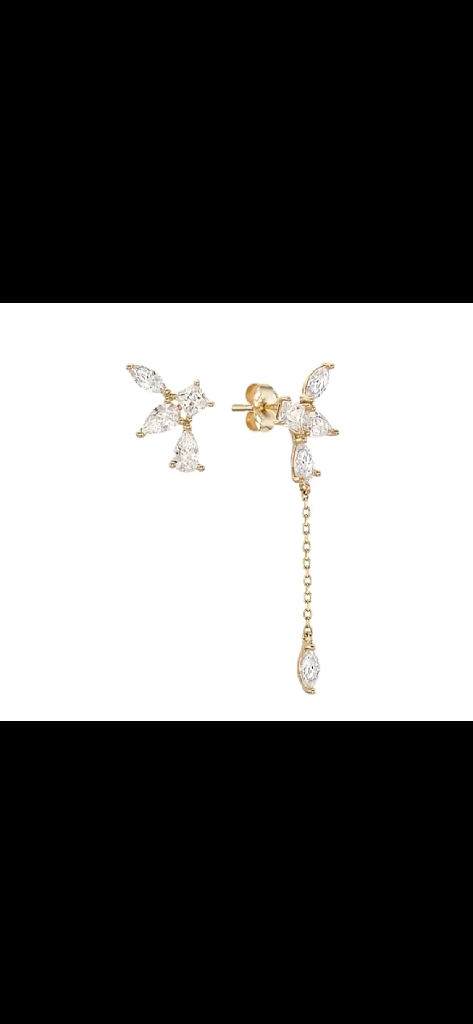 미니골드 14K 골드 메리아 체인 언발 귀걸이--0