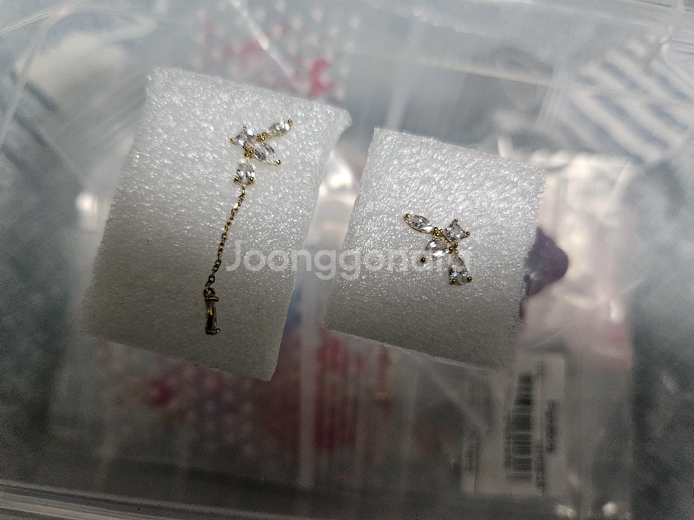 미니골드 14K 골드 메리아 체인 언발 귀걸이--6