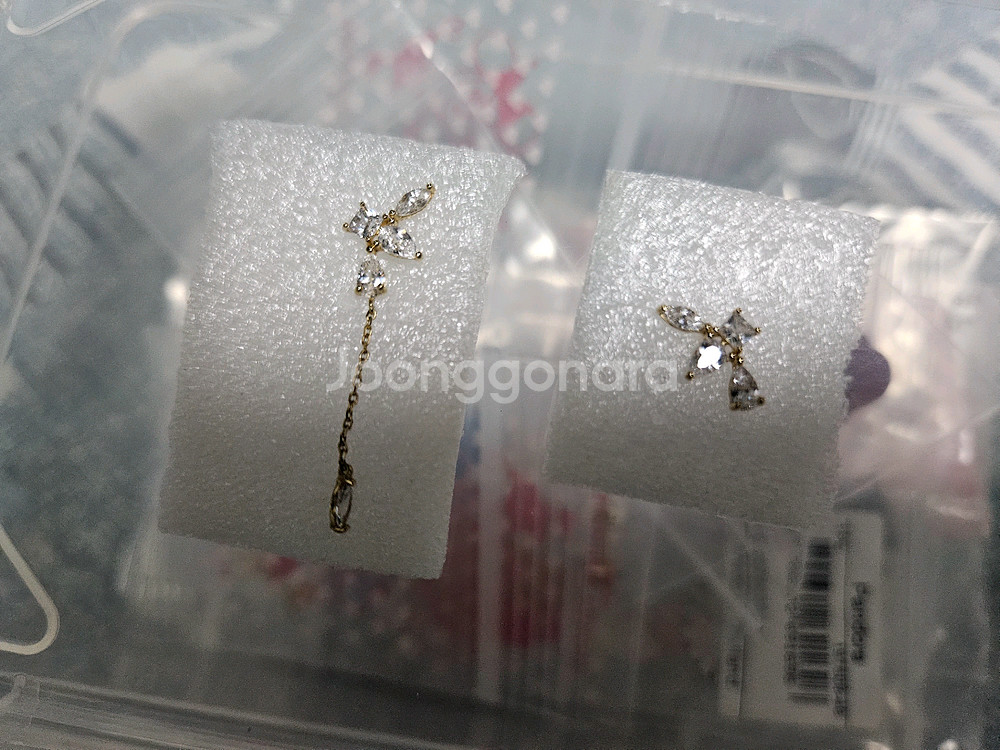 미니골드 14K 골드 메리아 체인 언발 귀걸이--7