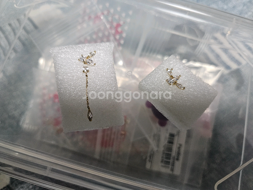 미니골드 14K 골드 메리아 체인 언발 귀걸이--5