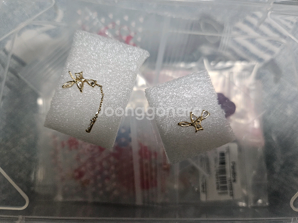 미니골드 14K 골드 메리아 체인 언발 귀걸이--8