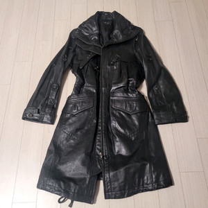 블랙 양가죽 롱 코트 / 트렌치 무드 롱 재킷