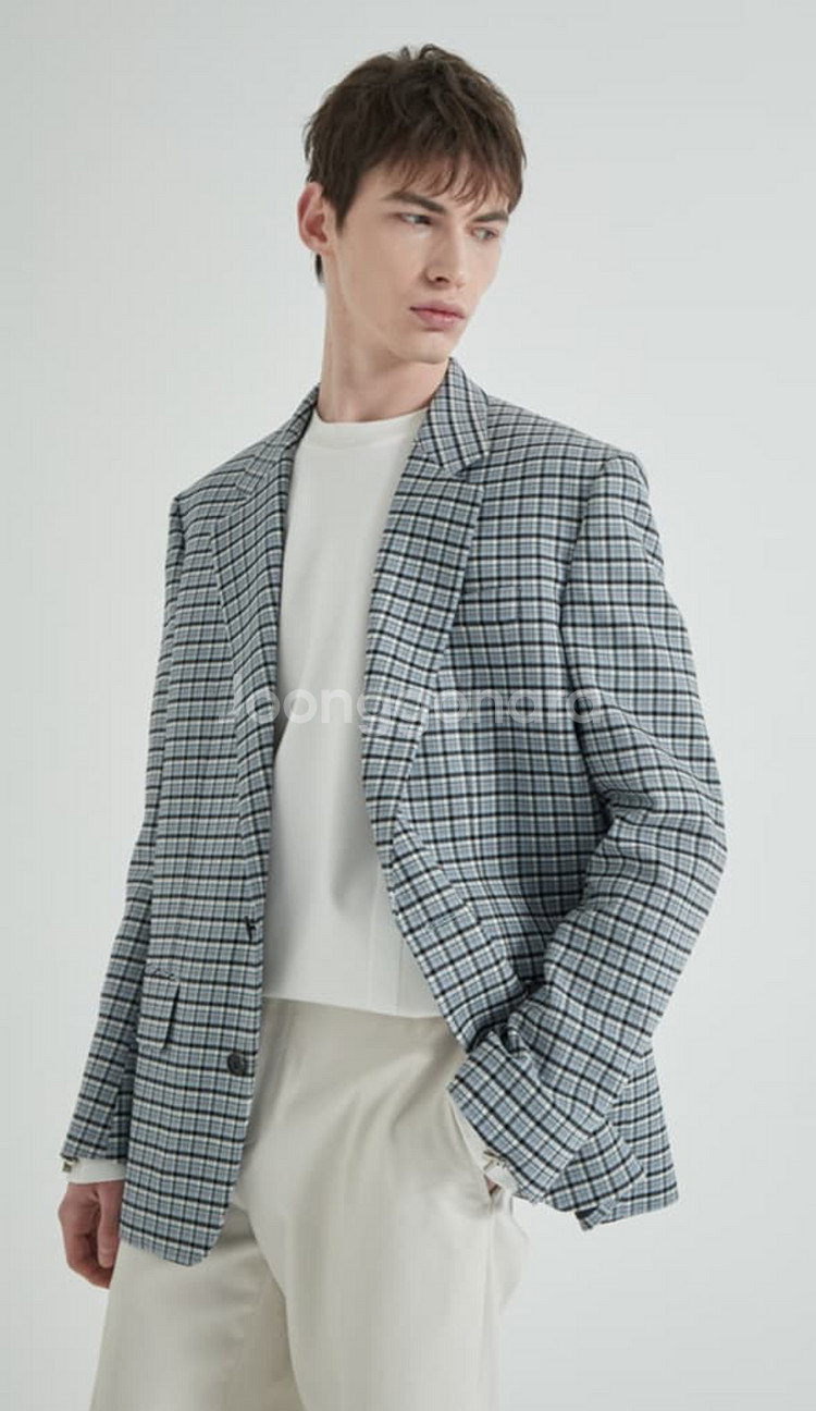 시스템옴므 21ss 체크 블레이저 자켓--2