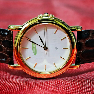 삼성 골드톤 금장 가죽 손목시계(미착용시계) 이미지