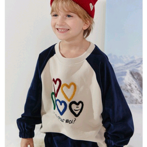 리미떼두두 벨로어 하트 프린트 상하복 세트 xl사이즈