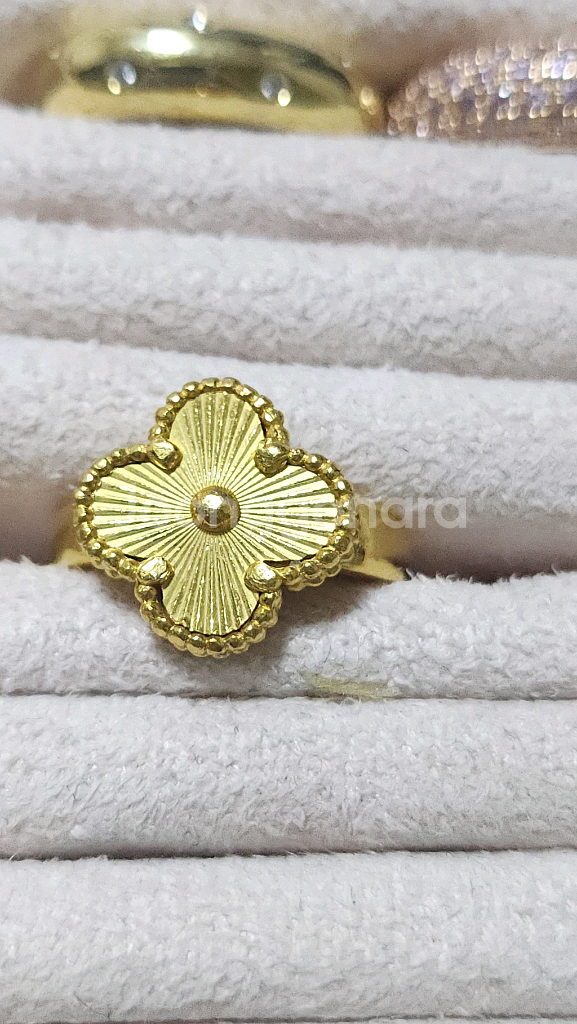 18k 골드 십자가 반지--0