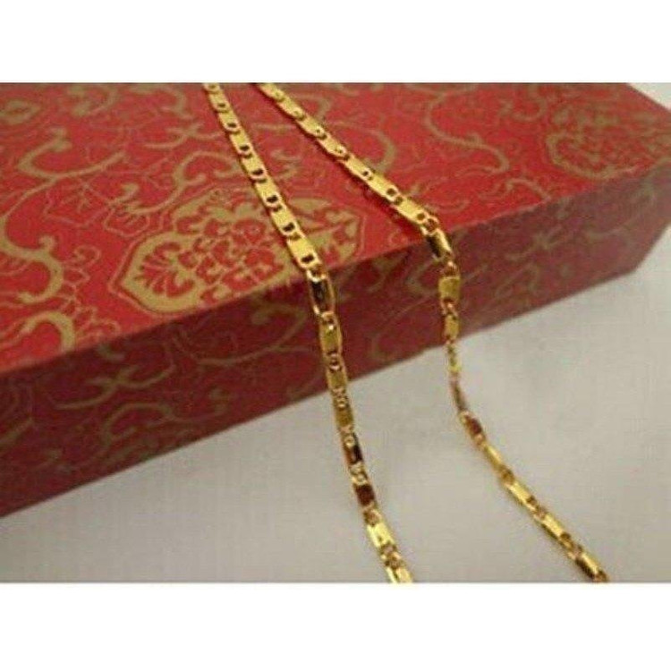 새 24K GP 71cm 28인치 구멍 포인트 골드 파일 목걸이 체인 이미지