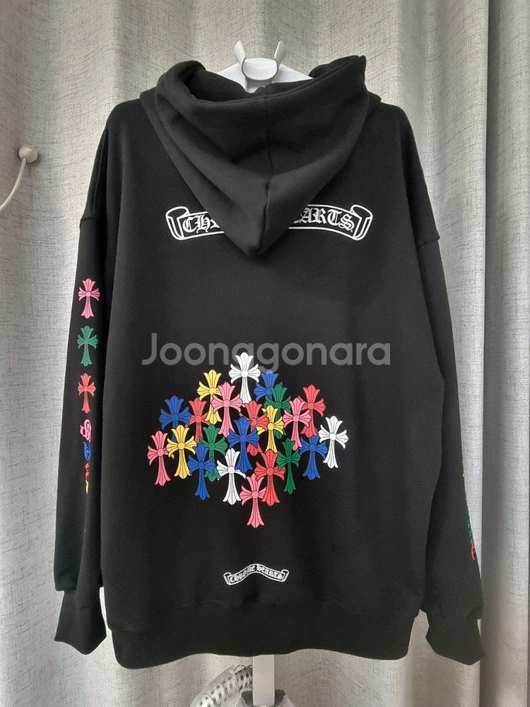 (새상품)크롬하츠 크로스 패치 후드 집업 블랙--0