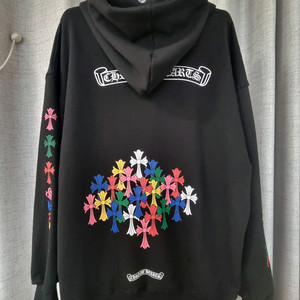 (새상품)크롬하츠 크로스 패치 후드 집업 블랙