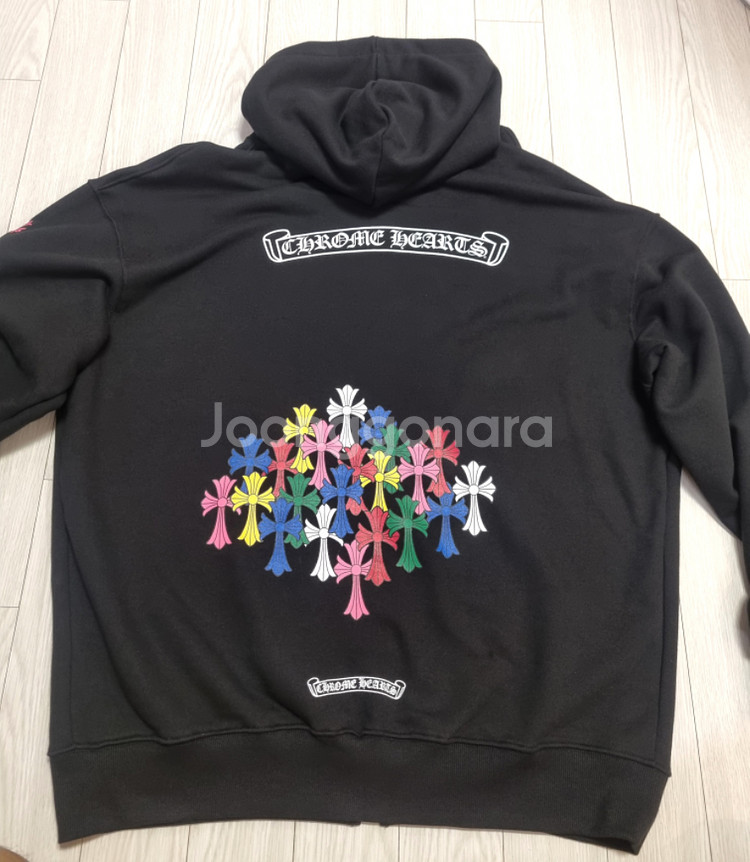 (새상품)크롬하츠 크로스 패치 후드 집업 블랙--4