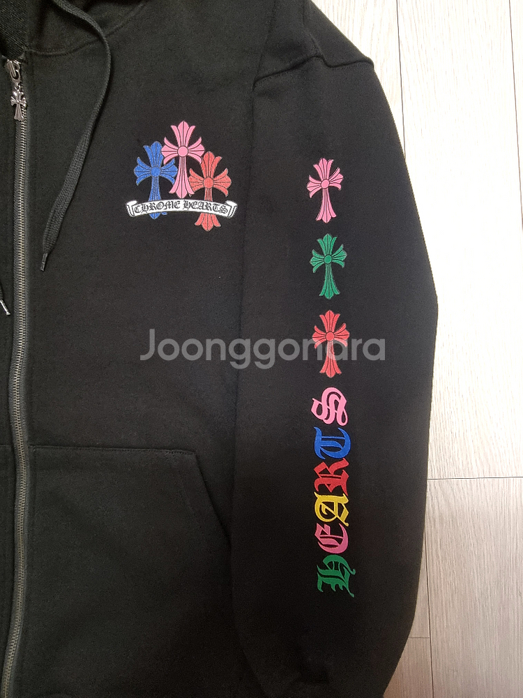 (새상품)크롬하츠 크로스 패치 후드 집업 블랙--6