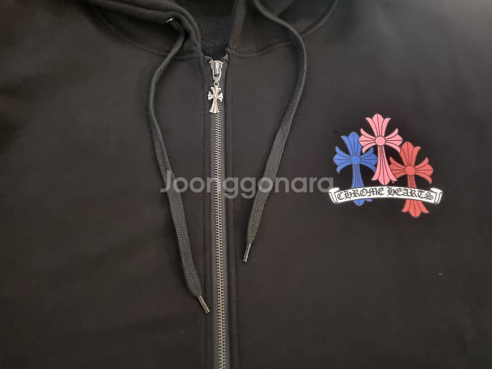 (새상품)크롬하츠 크로스 패치 후드 집업 블랙--7