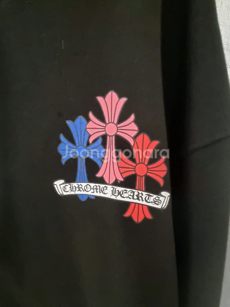 (새상품)크롬하츠 크로스 패치 후드 집업 블랙--8