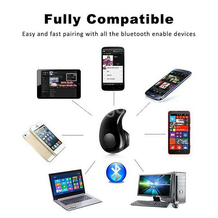 새 검정색 미니 무선 블루투스 이어폰 휴대용 스테레오--5