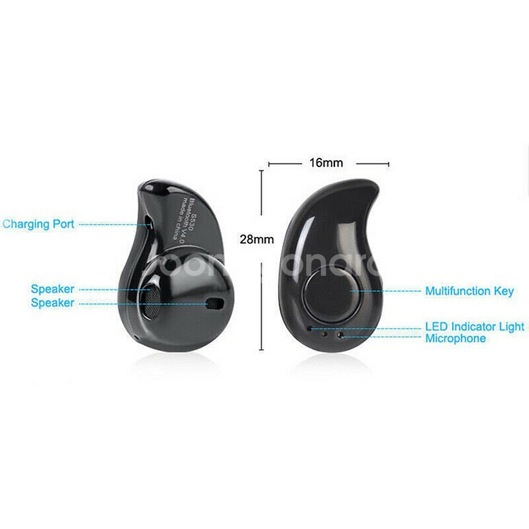 새 검정색 미니 무선 블루투스 이어폰 휴대용 스테레오--6