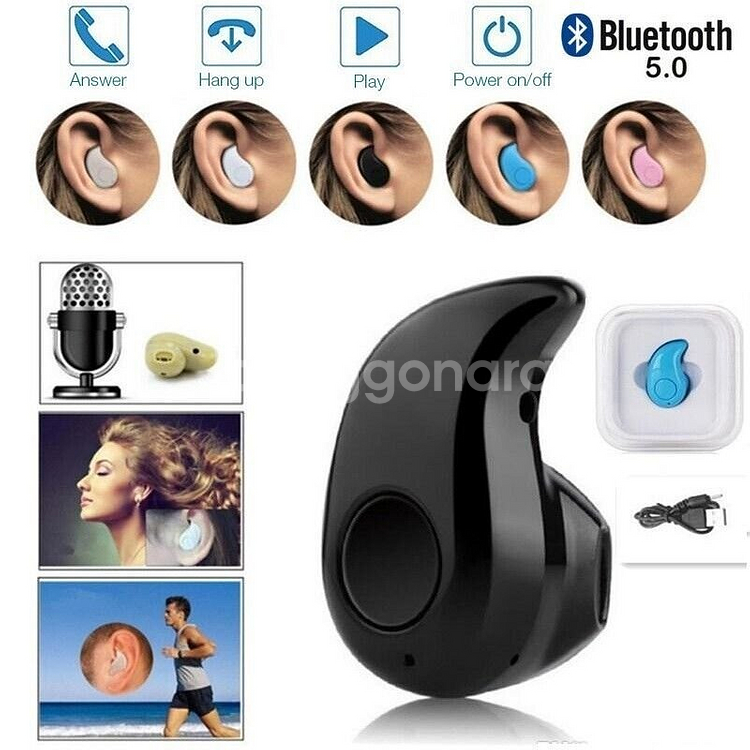 새 검정색 미니 무선 블루투스 이어폰 휴대용 스테레오--7