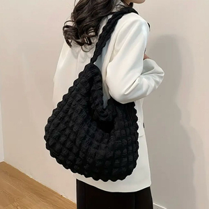 블랙 퀄팅 셔링 크로스백/숄더백