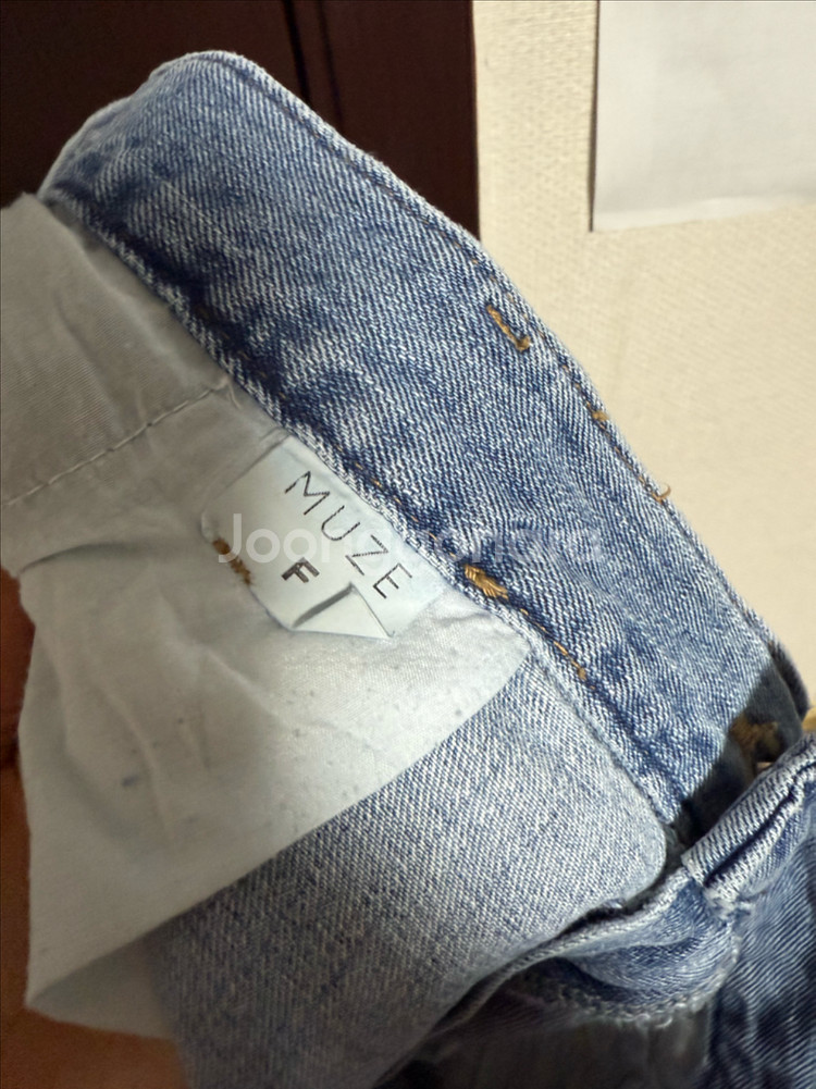 찢어진 데님 와이드 팬츠--6