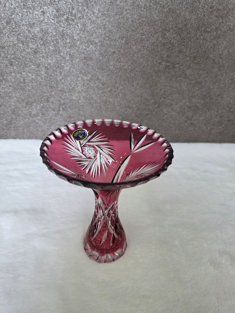 체코 보헤미아 핸드컷팅 크리스탈 화병 꽃병 이미지