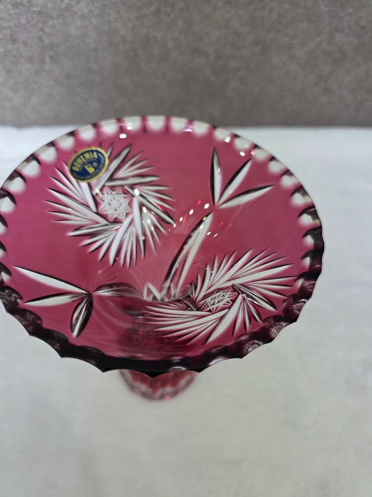 체코 보헤미아 핸드컷팅 크리스탈 화병 꽃병 이미지