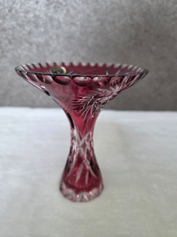 체코 보헤미아 핸드컷팅 크리스탈 화병 꽃병 이미지