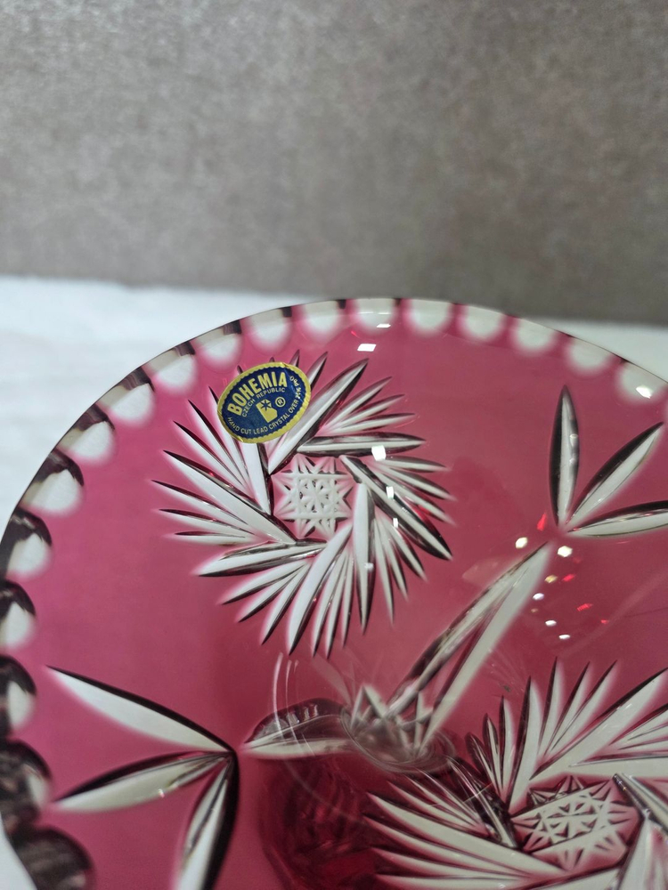 체코 보헤미아 핸드컷팅 크리스탈 화병 꽃병 이미지