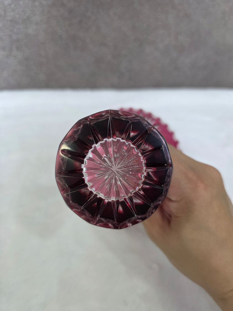 체코 보헤미아 핸드컷팅 크리스탈 화병 꽃병 이미지