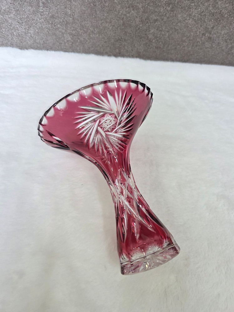 체코 보헤미아 핸드컷팅 크리스탈 화병 꽃병 이미지