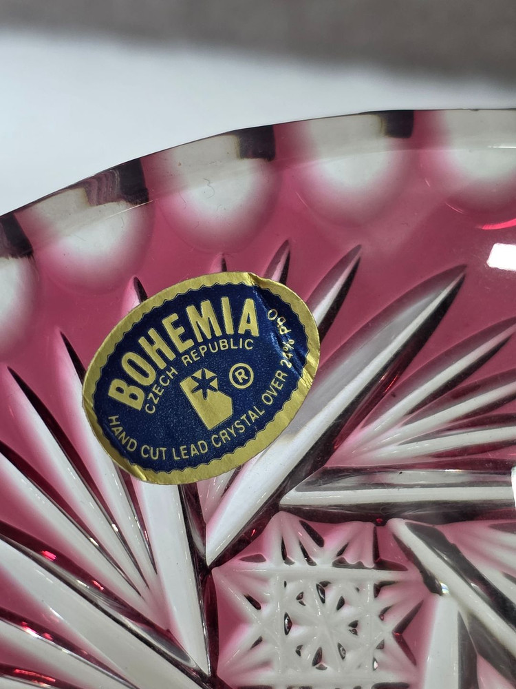 체코 보헤미아 핸드컷팅 크리스탈 화병 꽃병 이미지