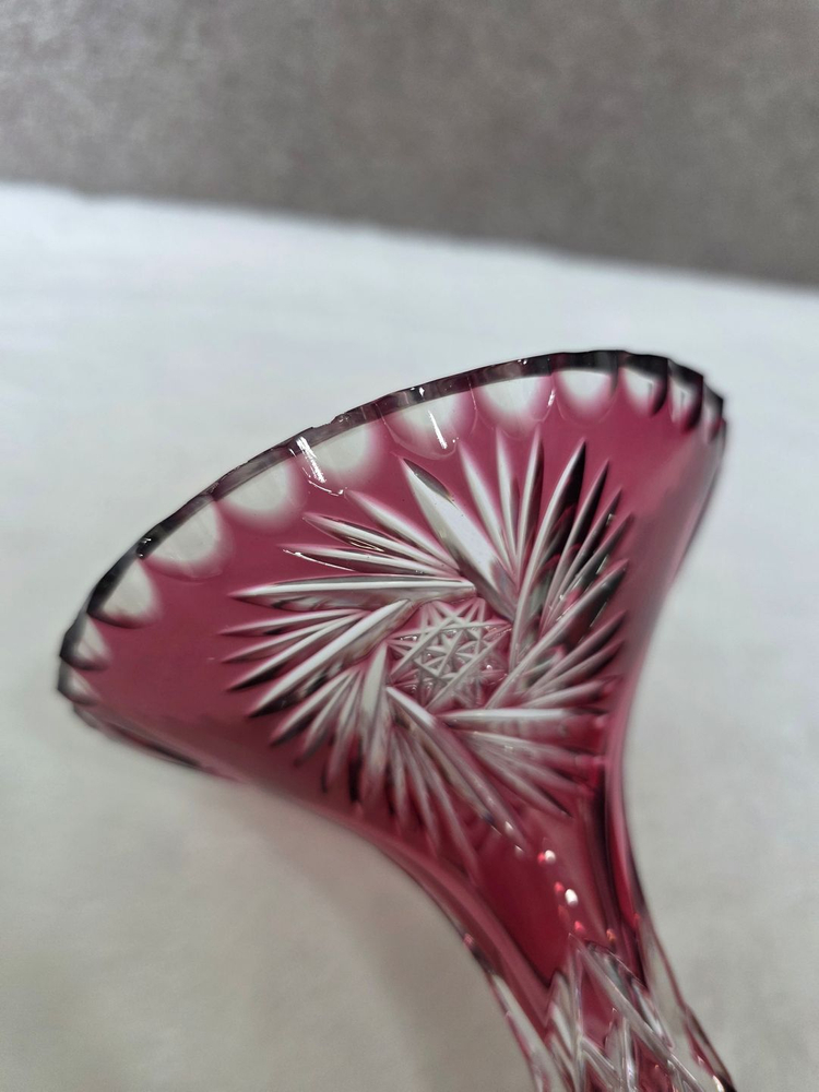 체코 보헤미아 핸드컷팅 크리스탈 화병 꽃병 이미지