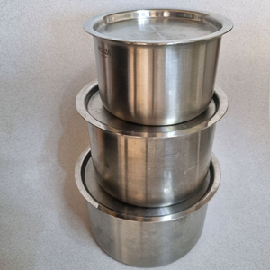 쿠자 316Ti 원형트레이 스텐 보관용기 하이 3종