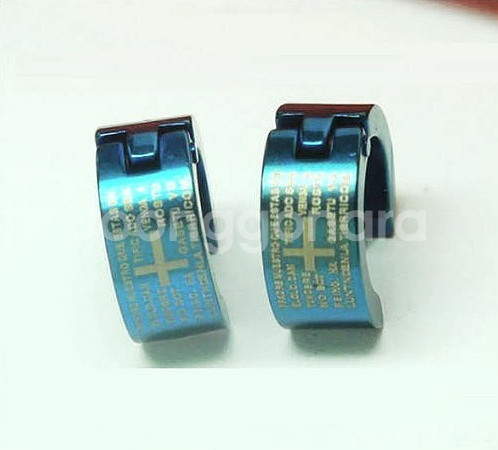 새 파랑 귀걸이 티타늄 스틸 성경 십자가 인기 패션 남성 여성 선물--1