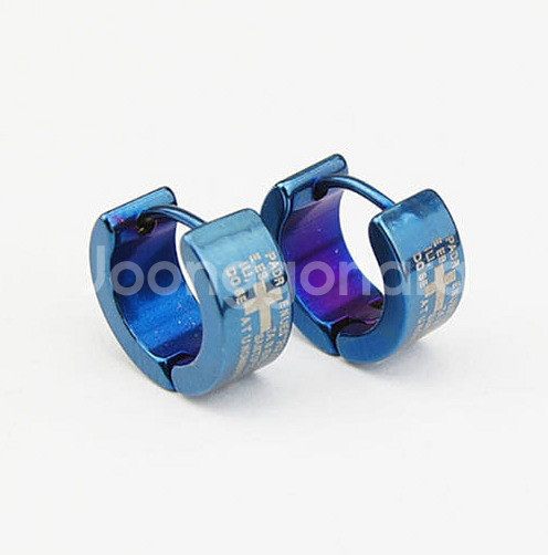 새 파랑 귀걸이 티타늄 스틸 성경 십자가 인기 패션 남성 여성 선물--2