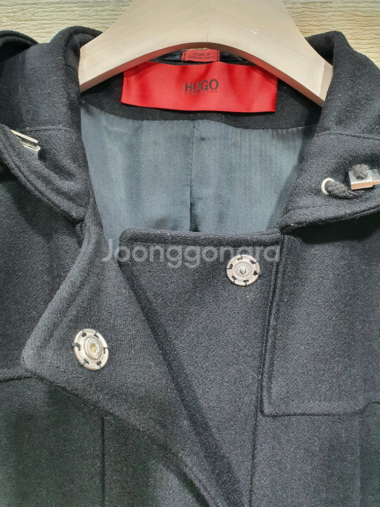 휴고보스 정품 상태좋은 100%버진울 후드 더플 코트 95--2