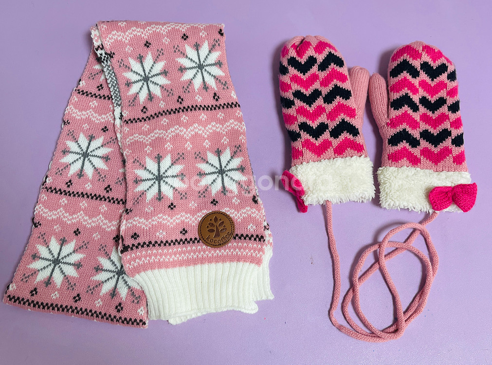(새상품)아동 핑크목도리&장갑세트--0
