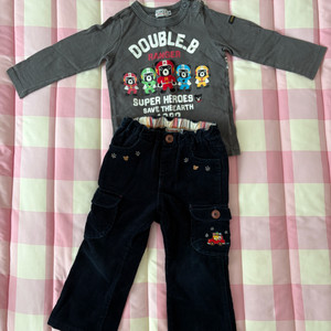 미키하우스 골덴바지+더블비티셔츠세트