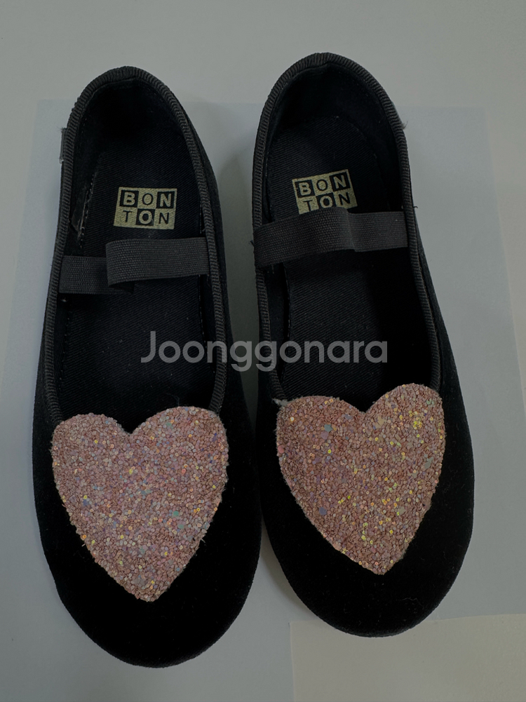 봉통 하트 글리터 발레리나 플랫슈즈--0