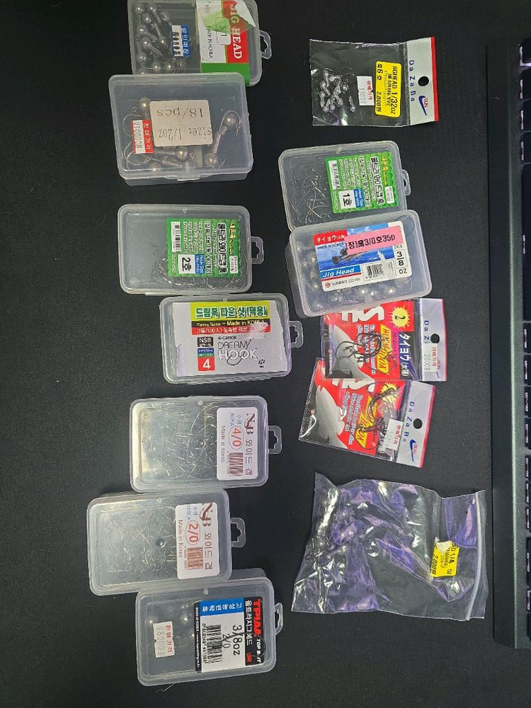 배스낚시 웜, ,지그헤드 , 훅 일괄 팝니다 이미지