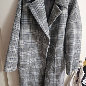 르샵 체크 울소재 롱코트 F사이즈 빅사이즈 옷장정리