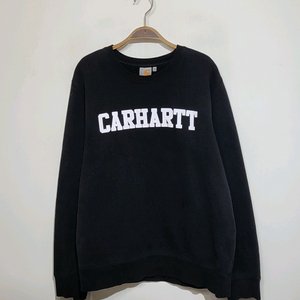 (L) 칼하트 빅로고 맨투맨 블랙 기모 스웨트 티셔츠