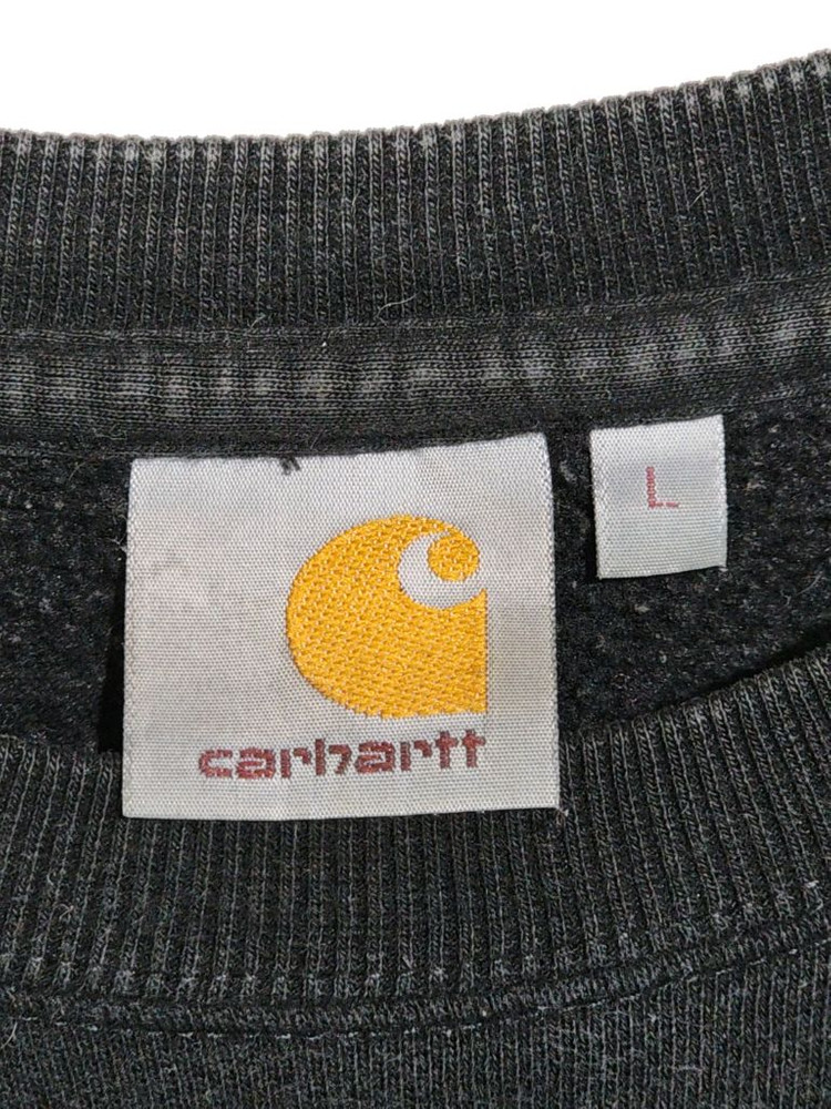 (L) 칼하트 빅로고 맨투맨 블랙 기모 스웨트 티셔츠--2