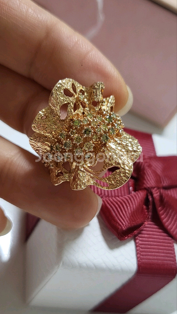 18k 다이아 꽃 모티브 반지--2