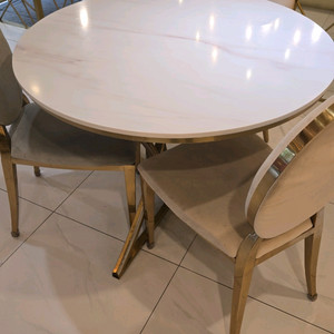 원형 화이트마블 천연 대리석 대형 식탁 세트