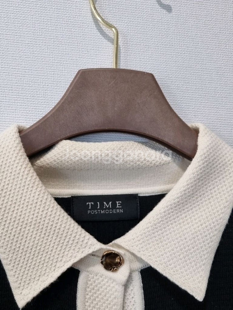 TIME 모·캐시미어 혼방 배색 니트 가디건 (F)--4