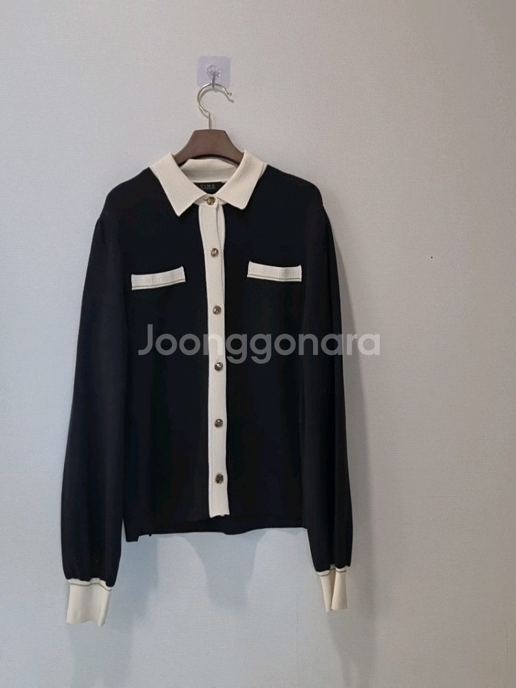 TIME 모·캐시미어 혼방 배색 니트 가디건 (F)--1