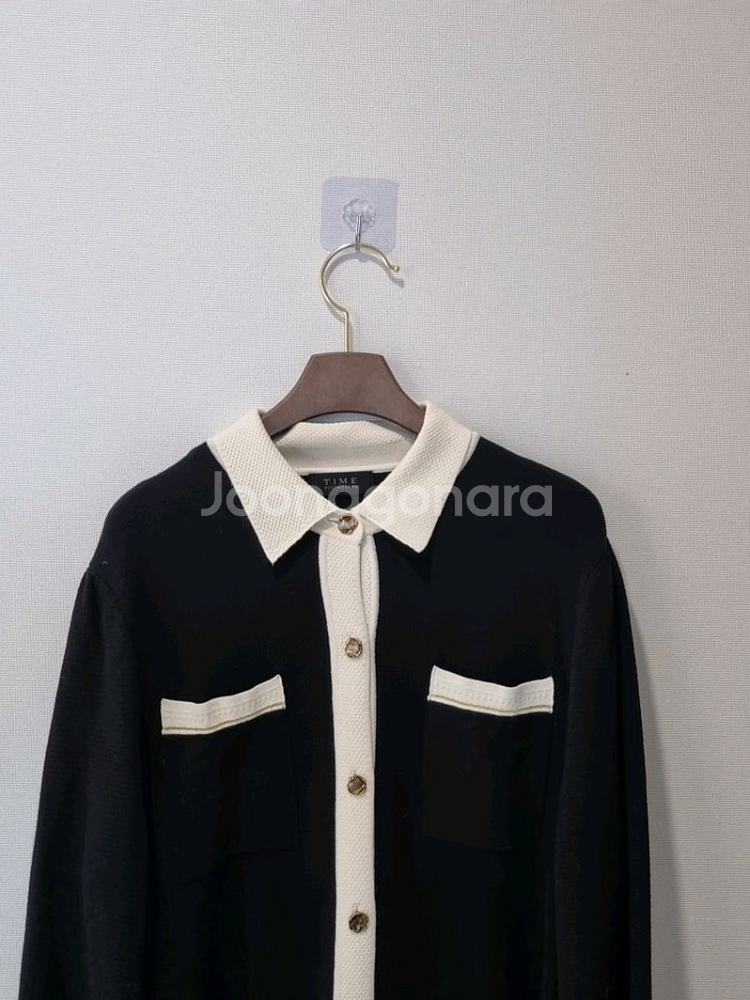 TIME 모·캐시미어 혼방 배색 니트 가디건 (F)--2