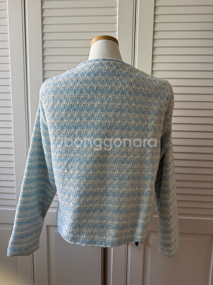 하늘색 트위드 자켓--3
