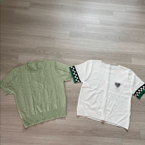 여성 니트 반팔티 2벌 세트