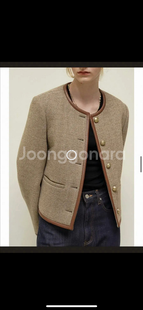 유메르 램스킨 트리밍 재킷(브라운)--1